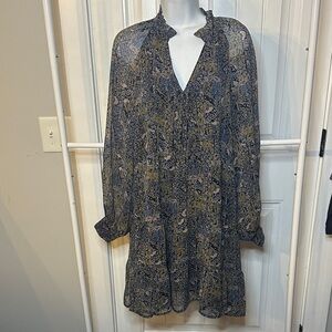 Karlie Size Small‎ Oversized Long Sleeve Paisley Dress - Blue and Green